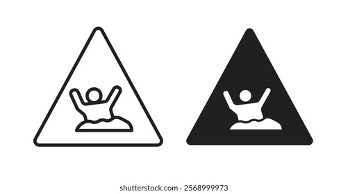 Mud warning signs set vector graphics designs