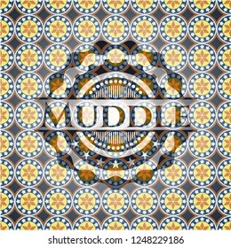 Muddle arabic emblem background. Arabesque decoration.