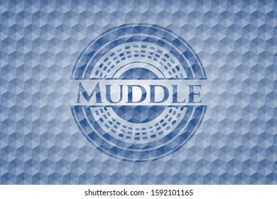 Muddle blue polygonal badge. Vector Illustration. Detailed.