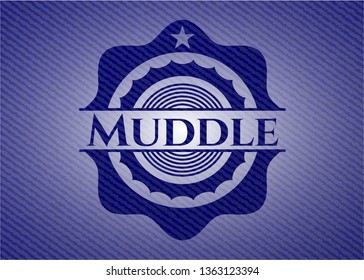 Muddle emblem with denim high quality background