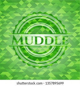 Muddle green emblem. Mosaic background