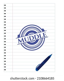 Muddle With Pen Strokes. Blue Ink. Vector Illustration. Detailed. 