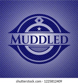 Muddled badge with denim texture