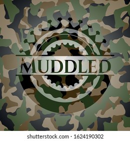 Muddled camouflaged emblem. Vector Illustration. Detailed.