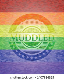 Muddled lgbt colors emblem. Vector Illustration. Mosaic.