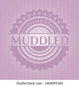 Muddled vintage pink emblem. Vector Illustration. Detailed.