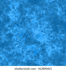 Muddy abstract seamless pattern of triangles. Blue texture