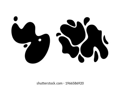 Muddy blob splats set. Dirt stains isolated in white background. Flat vector illustration