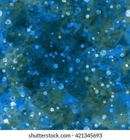 Muddy blue background with dots. Like ice with bubbles inside. Seamless vector pattern