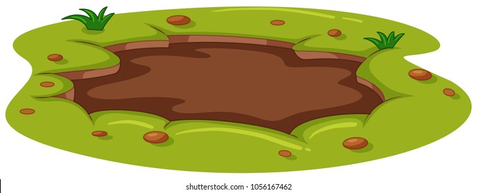 Muddy puddle on the ground illustration