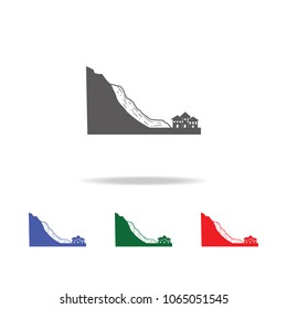 mudflow disaster icon, mobile, info graphics. Elements of desister multi colored icons. Premium quality graphic design icon. Simple icon for websites, web design, mobile app on white background
