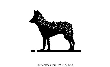 Mudi dog, black isolated silhouette