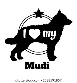  Mudi dog silhouette, i love my dog,  dog, dog breeds, logo, vector, silhouette, animal, illustration, icon, sign, black, pet,