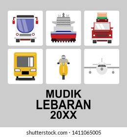 Mudik Lebaran, is an Indonesian term for the activity where migrants workers return to their hometown in Lebaran (Eid al-Fitr). Suitable for greeting card, poster and banner