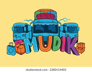 Mudik Logo Vector EPS 10. Mudik is Activities of migrant workers to return to their hometowns in Indonesia