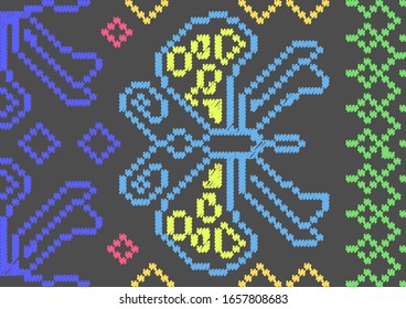 Mudmee pattern, butterfly pattern like embroidery, background