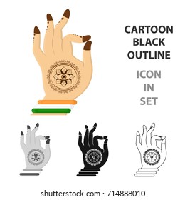 Mudra icon in cartoon style isolated on white background. India symbol stock vector illustration.