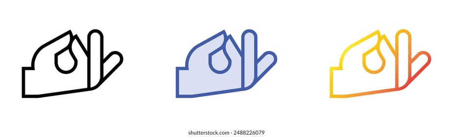 icono de mudra. Diseño de estilo de relleno lineal, azul y degradado aislado sobre fondo blanco