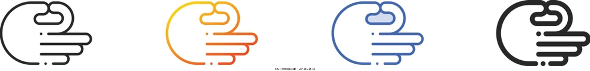 mudra icon.Thin Linear, Gradient, Blue Stroke and bold Style Design Isolated On White Background