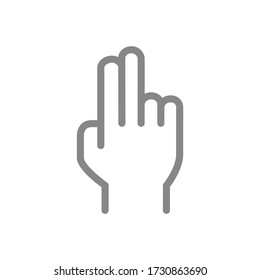 Mudra of life gesture line icon. Two fingers up symbol