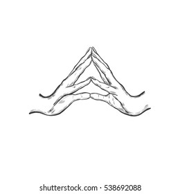 Mudra. Vector hand drawn iilustration. Yoga. Spirituality