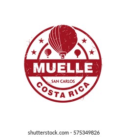 Muelle San Carlos Costa Rica Air Balloon Stamp