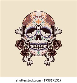 diseño del vector del tatuaje craneal de muerte