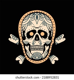 muerte skull tattoo vector design