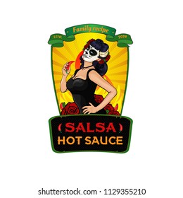 muerte woman hot sauce lable