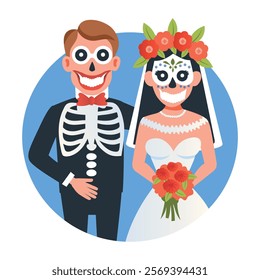 Muerto couple illustration in flat style 