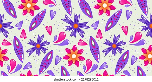 Muertos pattern with flower daisy. Mexico day dead holiday. Floral skull face. Floral seamless background. Halloween seamless pattern. Bright background