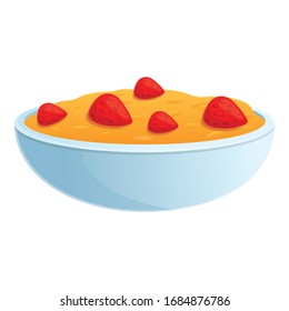 Muesli bowl icon. Cartoon of muesli bowl vector icon for web design isolated on white background