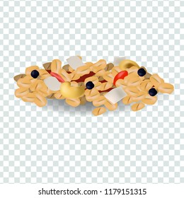 Muesli with Cashew nuts vector illustration in realism style with shadow on transparent background