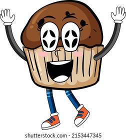 Muffin with arms and legs illustration