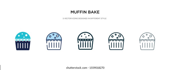 Muffin-Backsymbol in verschiedenen Vektorillustrationen-Illustration. zweifarbige und schwarze Muffin-Bake-Vektorsymbole, die in gefüllter Form, Umriss-, Linien- und Strichform entworfen wurden, können für Web-, Mobil-,