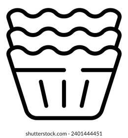 Muffin Backtassen Symbol Umrandung Vektorgrafik. Cookie-Backwaren-Formulare. Küchengeschirr