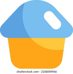 Muffin with blue glaze, illustration, vector on a white background.