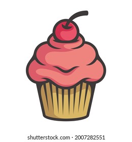 Muffin cake cartoon no color with black line art design illustration vector