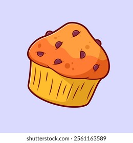 Muffin Cake Cartoon Vector Icon Illustration. Food Object Icon 
Concept Isolated Premium Vector. Flat Cartoon Style 