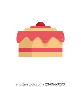 Muffin cake icon flat vector. Happy anniversary. Sweet cream isolated