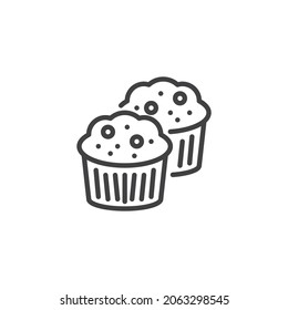 Muffin cake line icon. linear style sign for mobile concept and web design. Cupcake outline vector icon. Symbol, logo illustration. Vector graphics