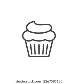 Muffin cake line icon. linear style sign for mobile concept and web design. Cupcake muffin outline vector icon. Symbol, logo illustration. Vector graphics