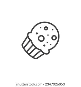 Muffin cake line icon. linear style sign for mobile concept and web design. Chocolate Muffin outline vector icon. Symbol, logo illustration. Vector graphics