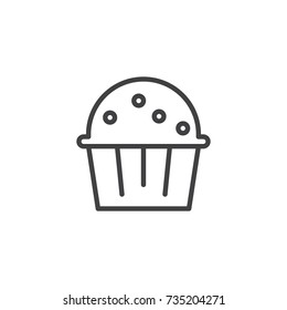 Muffin cake line icon, outline vector sign, linear style pictogram isolated on white. Symbol, logo illustration. Editable stroke