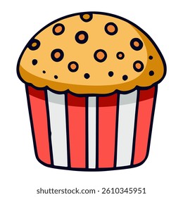 muffin cake sweet snack food flat color vector illustration template design