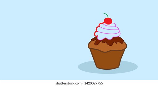 muffin cake tasty cupcake sweet bakery dessert food concept sketch hand drawn horizontal