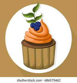 Muffin cakes isolated on white background Vector illustration