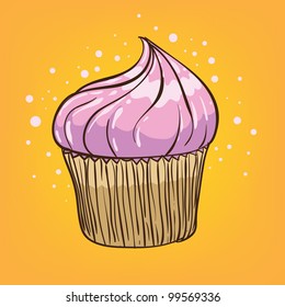 muffin cartoon - hand drawn vector illustration