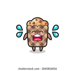 muffin cartoon illustration with crying gesture , cute design