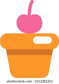 Muffin with cherry on top, illustration, vector on a white background.
